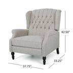 Coussin Teal / Blush Clair / Gris Clair / Beige + Pieds Marron Foncé – Fauteuil inclinable à dossier capitonné avec ailes, une place