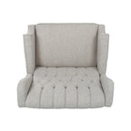 Coussin Teal / Blush Clair / Gris Clair / Beige + Pieds Marron Foncé – Fauteuil inclinable à dossier capitonné avec ailes, une place