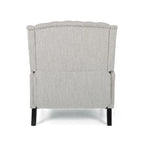 Coussin Teal / Blush Clair / Gris Clair / Beige + Pieds Marron Foncé – Fauteuil inclinable à dossier capitonné avec ailes, une place