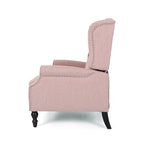 Coussin Teal / Blush Clair / Gris Clair / Beige + Pieds Marron Foncé – Fauteuil inclinable à dossier capitonné avec ailes, une place