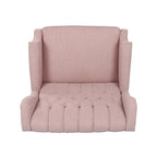 Coussin Teal / Blush Clair / Gris Clair / Beige + Pieds Marron Foncé – Fauteuil inclinable à dossier capitonné avec ailes, une place