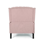 Coussin Teal / Blush Clair / Gris Clair / Beige + Pieds Marron Foncé – Fauteuil inclinable à dossier capitonné avec ailes, une place