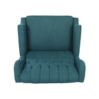 Coussin Teal / Blush Clair / Gris Clair / Beige + Pieds Marron Foncé – Fauteuil inclinable à dossier capitonné avec ailes, une place