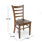 Chaise de salle à manger Antique Brown / Matte Black Ladder Back, lot de 6