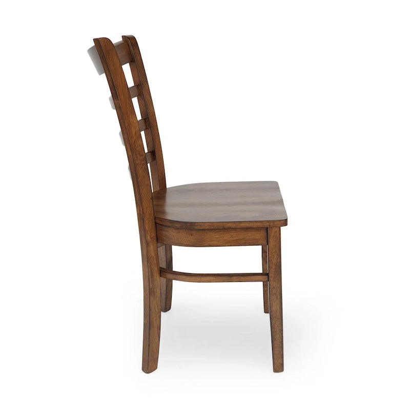 Chaise de salle à manger Antique Brown / Matte Black Ladder Back, lot de 6