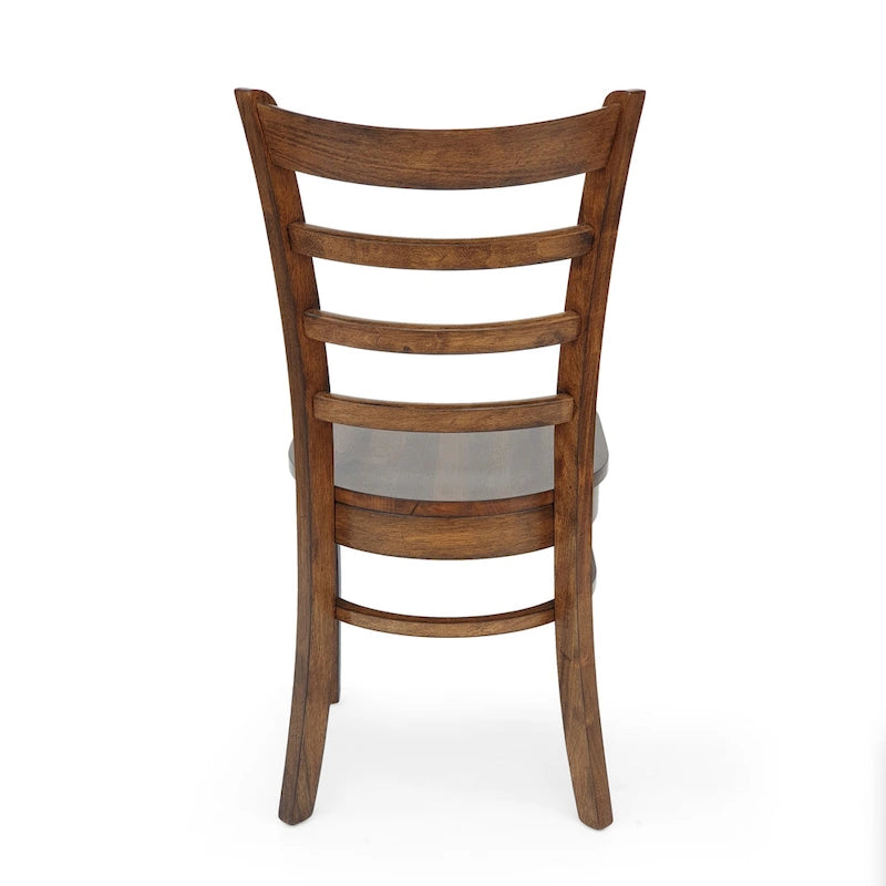 Chaise de salle à manger Antique Brown / Matte Black Ladder Back, lot de 6