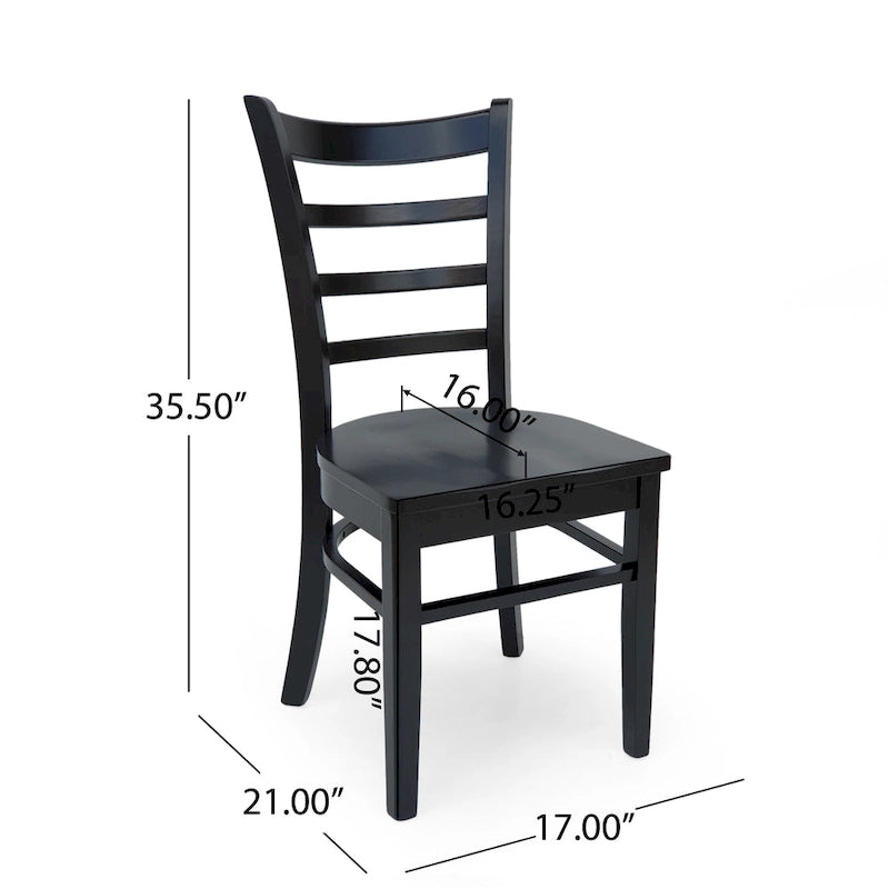 Chaise de salle à manger Antique Brown / Matte Black Ladder Back, lot de 6