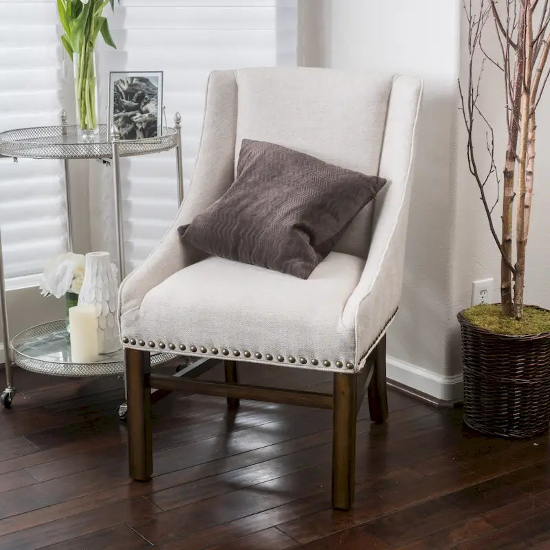 Fauteuil d'appoint rembourré marron naturel, assise courte, simple