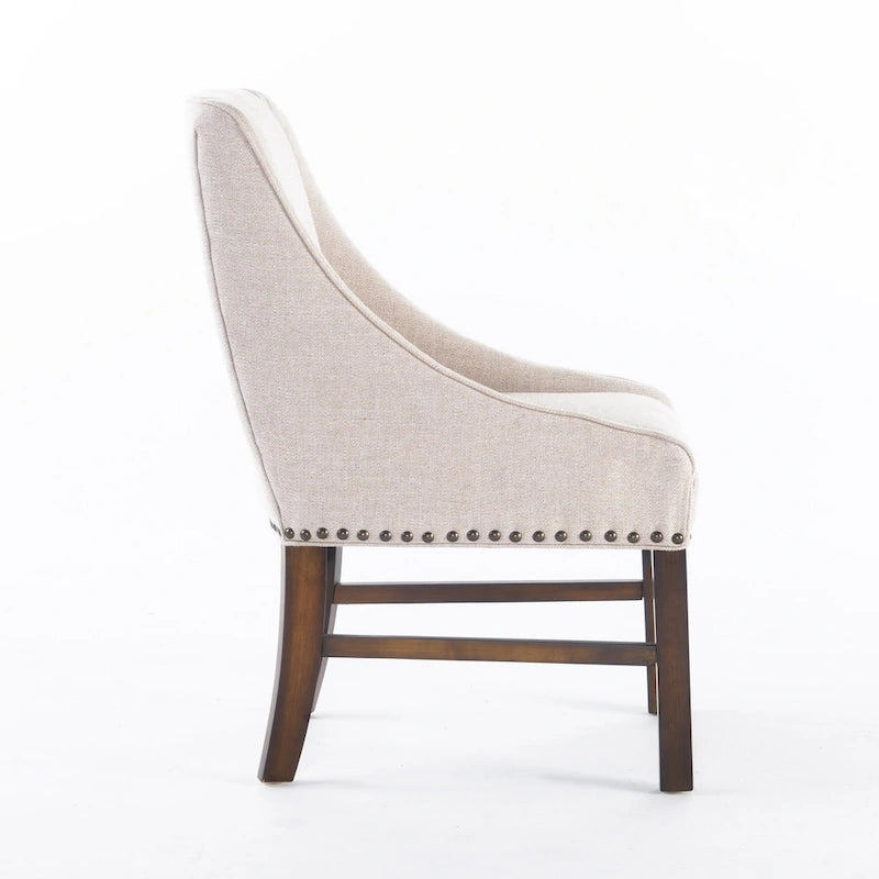 Fauteuil d'appoint rembourré marron naturel, assise courte, simple