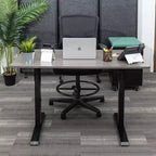 Bureau debout compact électrique programmable à deux niveaux Stand Up Desk Store (cadre blanc/plateau bouleau, 122 cm de large)