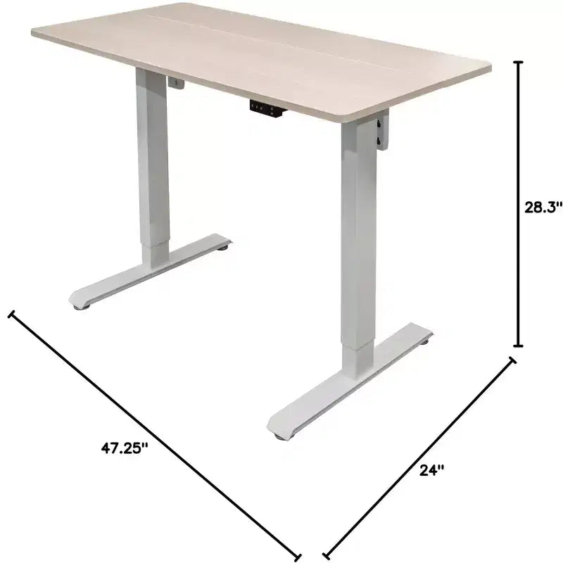Bureau debout compact électrique programmable à deux niveaux Stand Up Desk Store (cadre blanc/plateau bouleau, 122 cm de large)