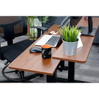 Bureau debout compact électrique programmable à deux niveaux Stand Up Desk Store (cadre blanc/plateau bouleau, 122 cm de large)