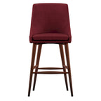 Tabouret de comptoir à dossier en tonneau en lin gris foncé / gris / bleu / rouge, pieds espresso, lot de 2