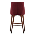 Tabouret de comptoir à dossier en tonneau en lin gris foncé / gris / bleu / rouge, pieds espresso, lot de 2