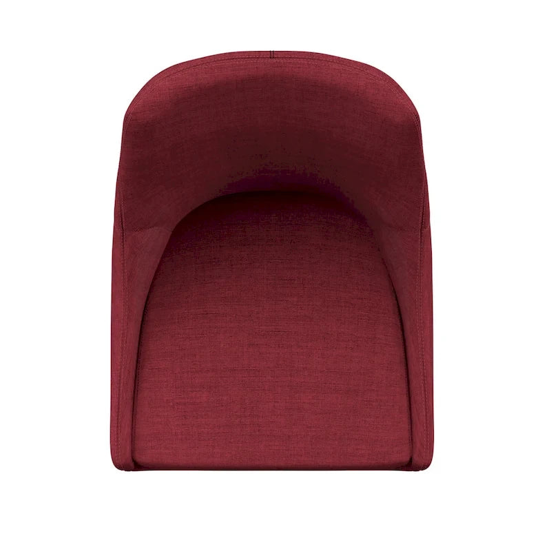 Tabouret de comptoir à dossier en tonneau en lin gris foncé / gris / bleu / rouge, pieds espresso, lot de 2