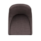 Tabouret de comptoir à dossier en tonneau en lin gris foncé / gris / bleu / rouge, pieds espresso, lot de 2