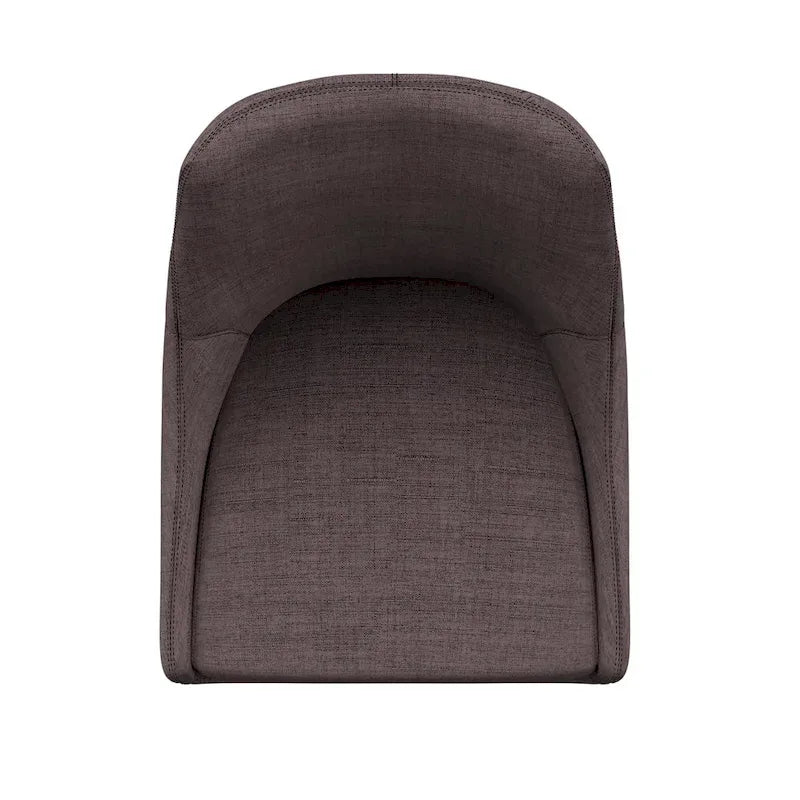 Tabouret de comptoir à dossier en tonneau en lin gris foncé / gris / bleu / rouge, pieds espresso, lot de 2