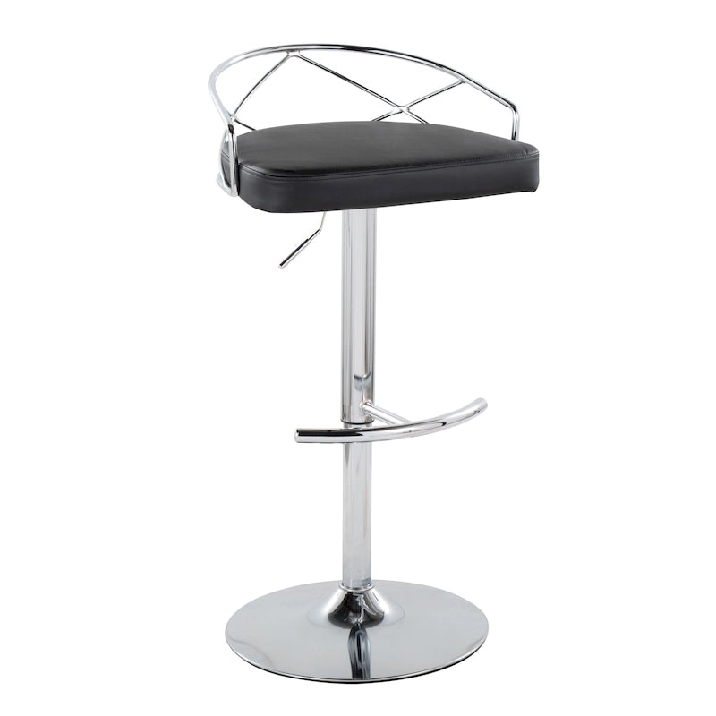 Lot de 2 tabourets de bar réglables – Velours/Similicuir, Métal Or/Chrome