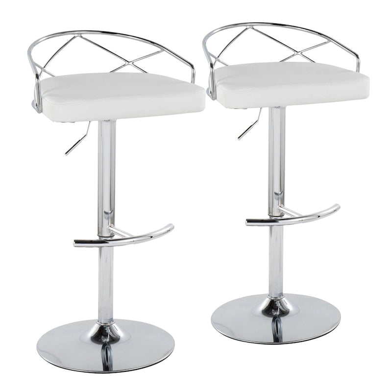 Lot de 2 tabourets de bar réglables – Velours/Similicuir, Métal Or/Chrome