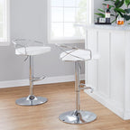 Lot de 2 tabourets de bar réglables – Velours/Similicuir, Métal Or/Chrome