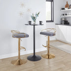 Lot de 2 tabourets de bar réglables – Velours/Similicuir, Métal Or/Chrome