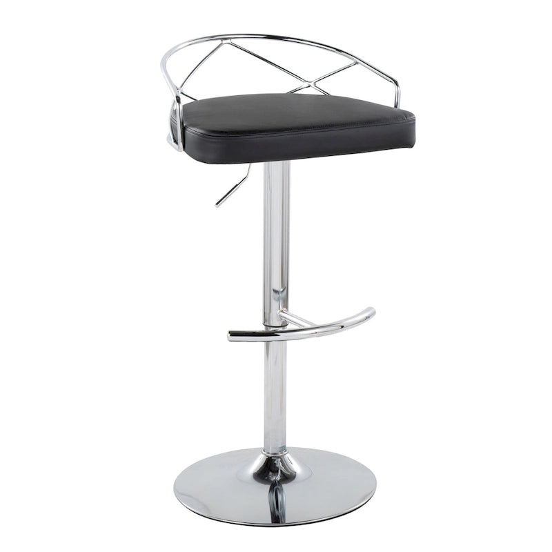 Lot de 2 tabourets de bar réglables – Velours/Similicuir, Métal Or/Chrome