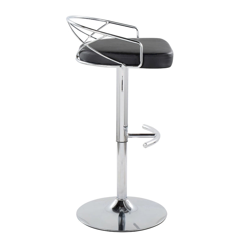 Lot de 2 tabourets de bar réglables – Velours/Similicuir, Métal Or/Chrome
