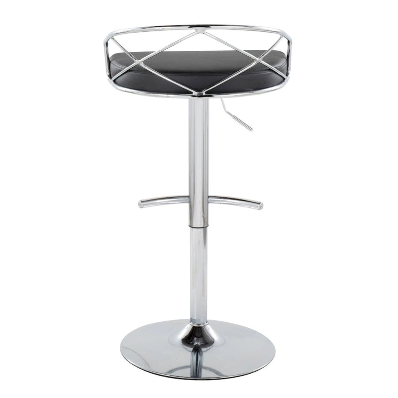 Lot de 2 tabourets de bar réglables – Velours/Similicuir, Métal Or/Chrome
