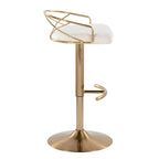 Lot de 2 tabourets de bar réglables – Velours/Similicuir, Métal Or/Chrome