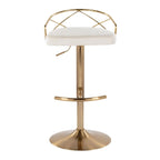 Lot de 2 tabourets de bar réglables – Velours/Similicuir, Métal Or/Chrome