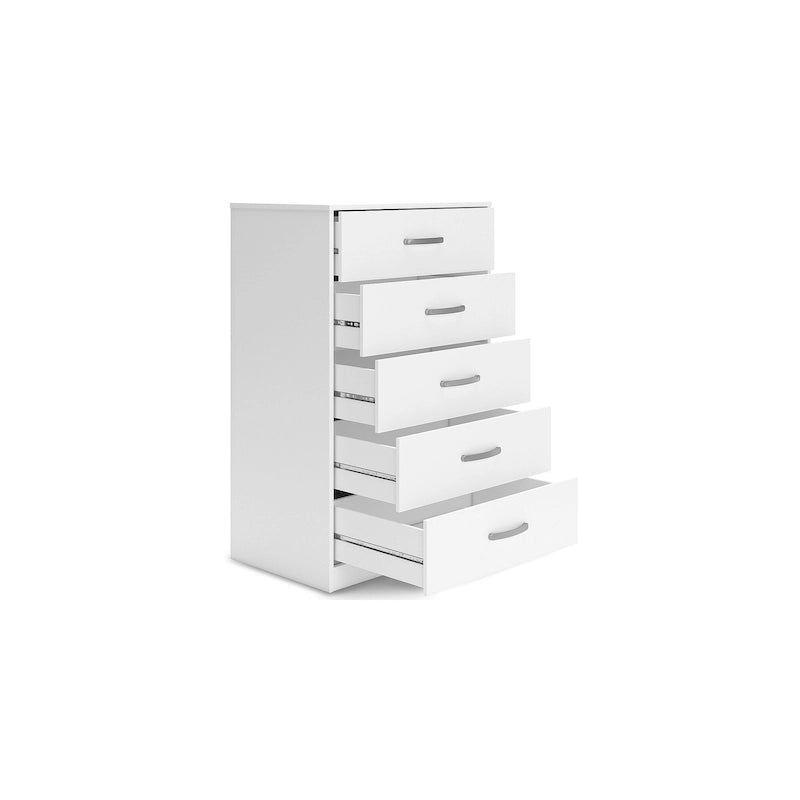 Commode en bois 5 tiroirs – Noir / Blanc, 1 personne