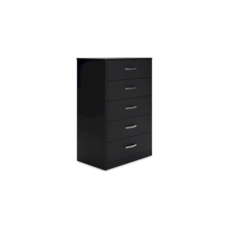 Commode en bois 5 tiroirs – Noir / Blanc, 1 personne