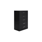 Commode en bois 5 tiroirs – Noir / Blanc, 1 personne