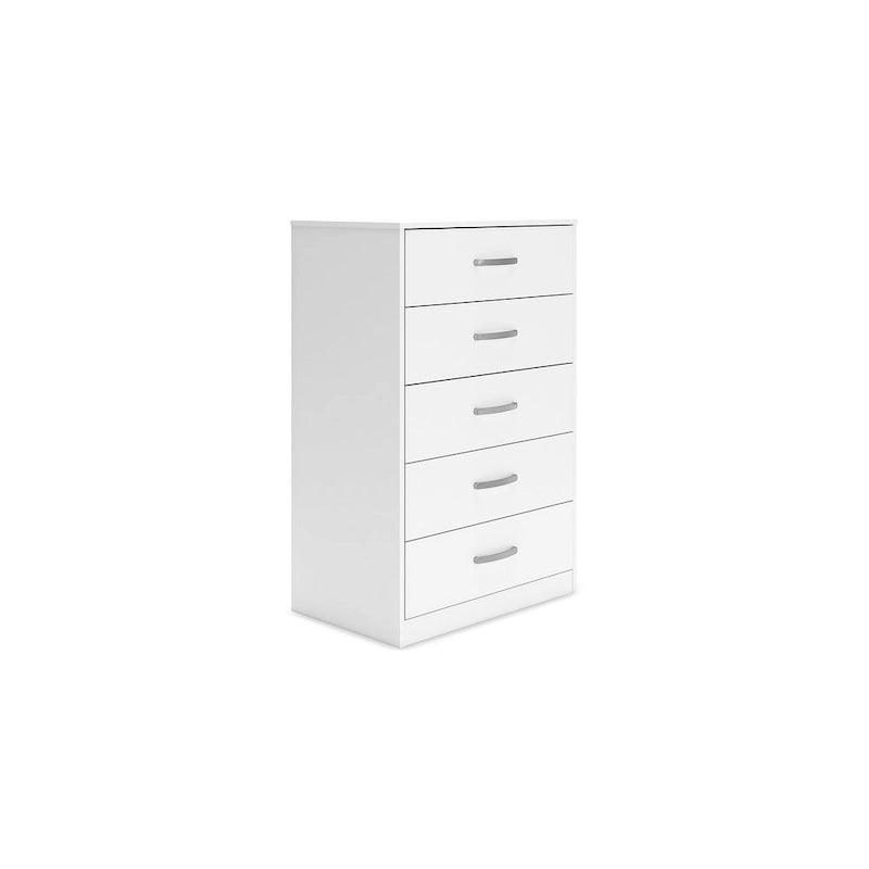 Commode en bois 5 tiroirs – Noir / Blanc, 1 personne