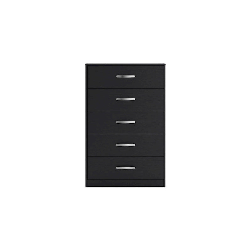 Commode en bois 5 tiroirs – Noir / Blanc, 1 personne
