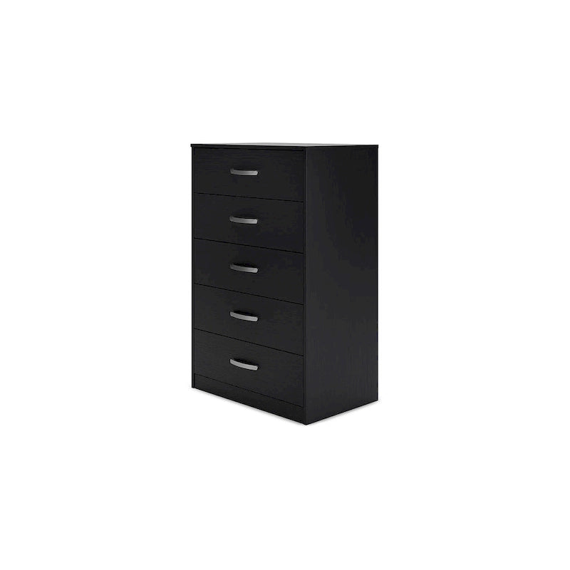 Commode en bois 5 tiroirs – Noir / Blanc, 1 personne