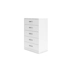 Commode en bois 5 tiroirs – Noir / Blanc, 1 personne