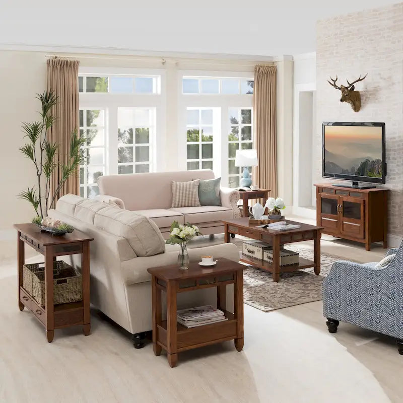 Table d'appoint avec plateau en chêne / bois – Style rustique
