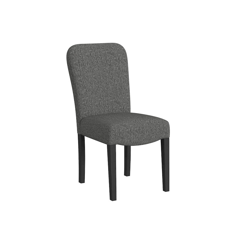 Chaise de salle à manger à dossier arrondi en tissu tressé noir, pieds en bois, lot de 2