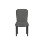 Chaise de salle à manger à dossier arrondi en tissu tressé noir, pieds en bois, lot de 2
