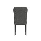 Chaise de salle à manger à dossier arrondi en tissu tressé noir, pieds en bois, lot de 2