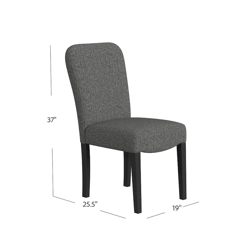 Chaise de salle à manger à dossier arrondi en tissu tressé noir, pieds en bois, lot de 2