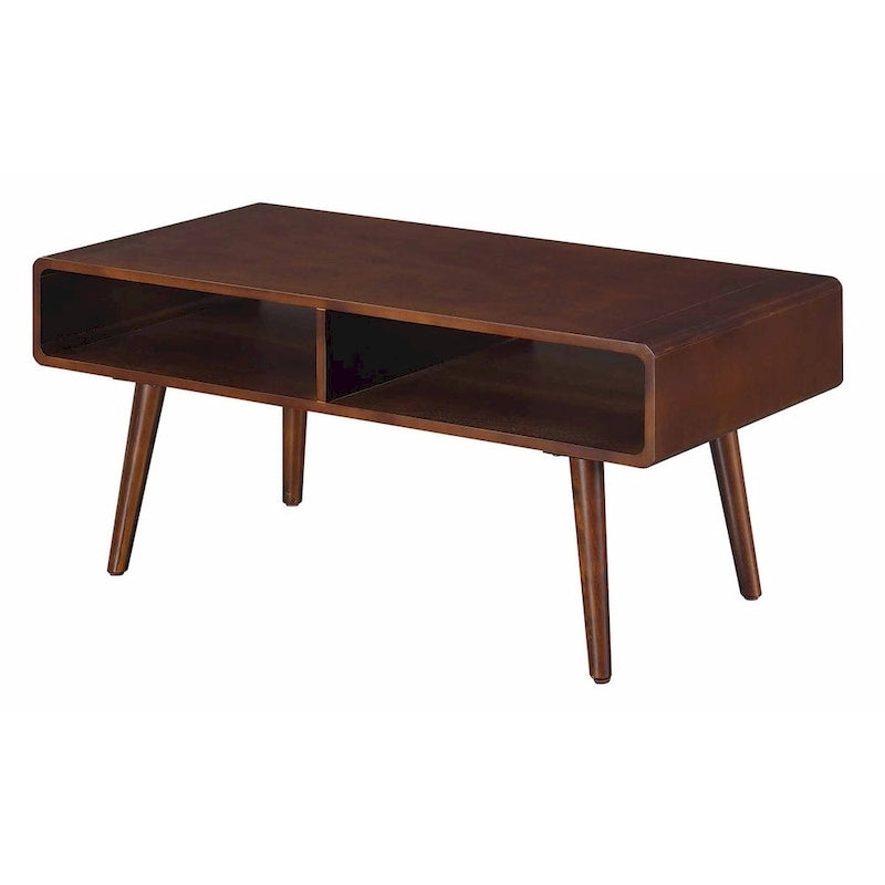 Table basse Espresso Mid-Century avec étagère, 1 place