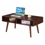 Table basse Espresso Mid-Century avec étagère, 1 place