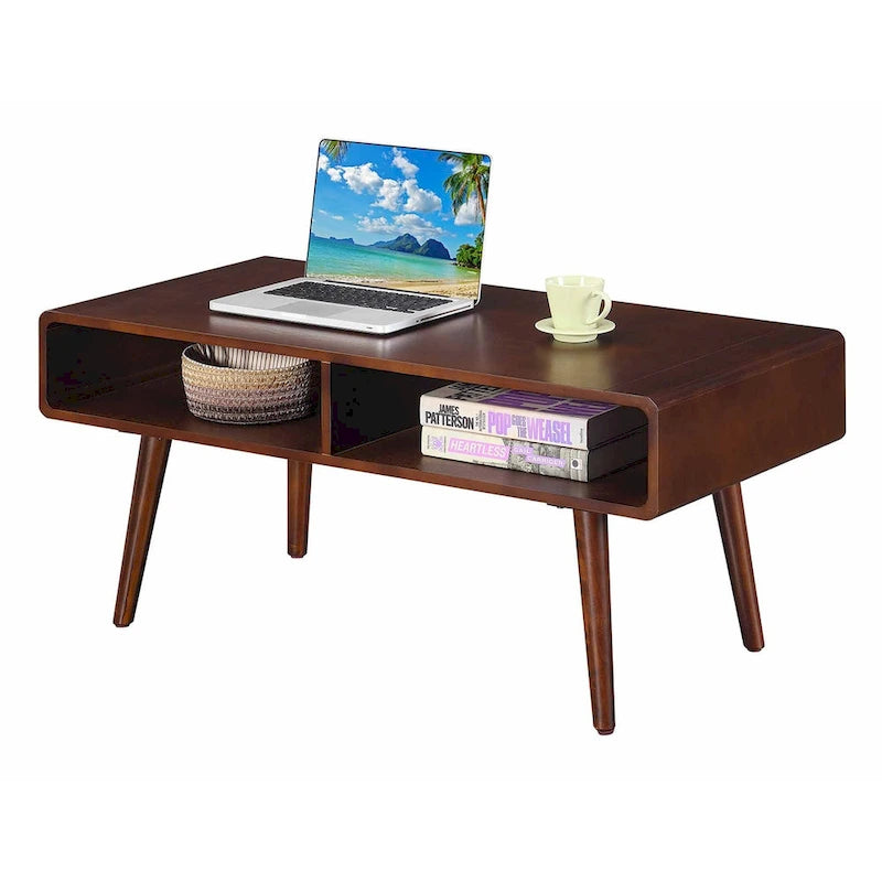 Table basse Espresso Mid-Century avec étagère, 1 place