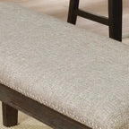 Banc de salle à manger en tissu gris et expresso avec garniture cloutée, 2-3 places
