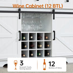 Bahut de ferme noir/blanc avec porte coulissante de style grange, 3 tiroirs et casier à vin – 1 unité