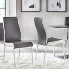 Chaise de salle à manger sans accoudoirs grise/blanche et blanche, similicuir, lot de 2