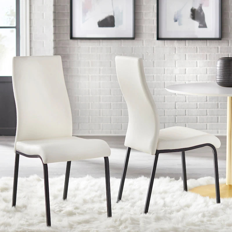 Chaise de salle à manger sans accoudoirs grise/blanche et blanche, similicuir, lot de 2