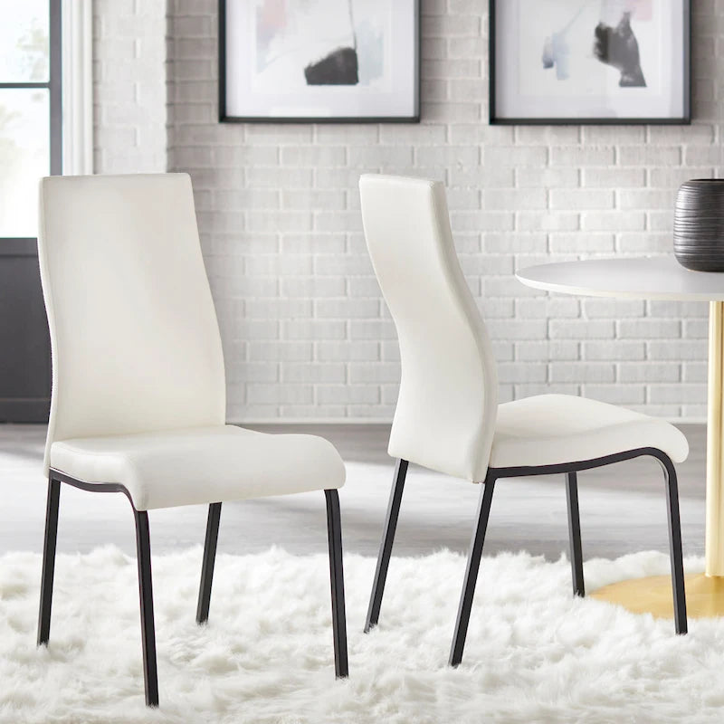 Chaise de salle à manger sans accoudoirs grise/blanche et blanche, similicuir, lot de 2